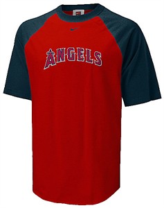 Los Angeles Angels MLB Raglan Short Sleeve Tee Shirt By Nike Team Sports