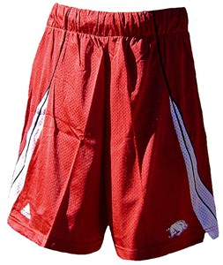 Arkansas Razorbacks 2008 College Nylon Mesh Cardinal Screen Printed Replica Basketball Shorts By Adidas