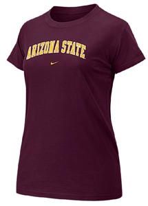 Arizona State Sundevils Maroon Womens 08/09 College Arch Short Sleeve Tee Shirt By Nike 