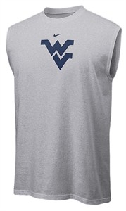 West Virginia Mountaineers Adult Grey College Logo Sleeveless T Shirt By Nike Team Sports