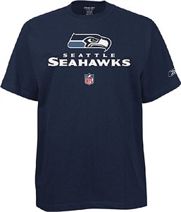 Seattle Seahawks Blue NFL Official Team Marks Sidelines Short Sleeve Tee Shirt By Reebok