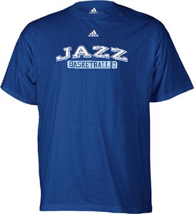 Utah Jazz Blue NBA Double OT Short Sleeve Tee Shirt By Adidas